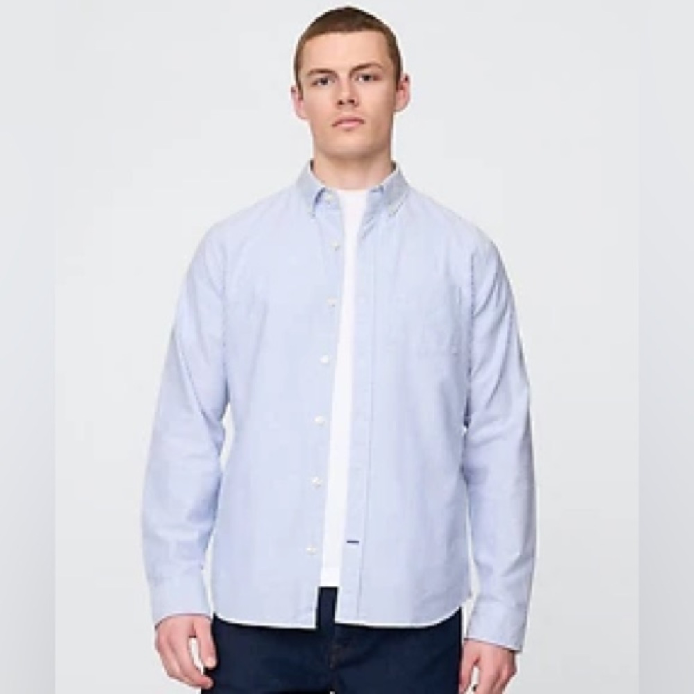 Gap Men's Lived-In Button-up Collared Blue Dress Shirt Sz XL